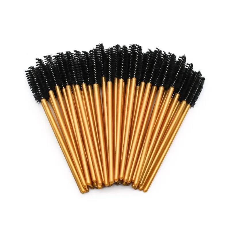 50Pcs Einweg Wimpern Make-Up Pinsel Mascara Zauberstäbe Gold Mini Wimpern Pinsel Kurze Augenbrauen Kamm Wimpern Verlängerung Werkzeug — image 10