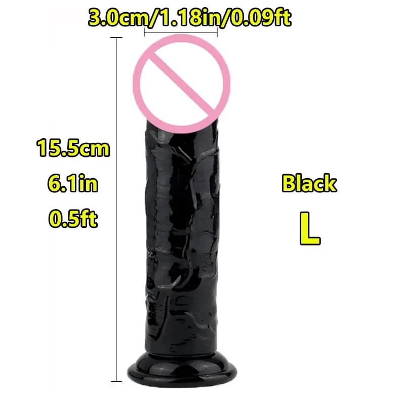 Super Cheap 7 Sizes 5 Colors Realistic Soft Jelly Dildo Suction Cup Adult Sex Toy for Women and Men Vaginal and Anal Masturbator — image 12