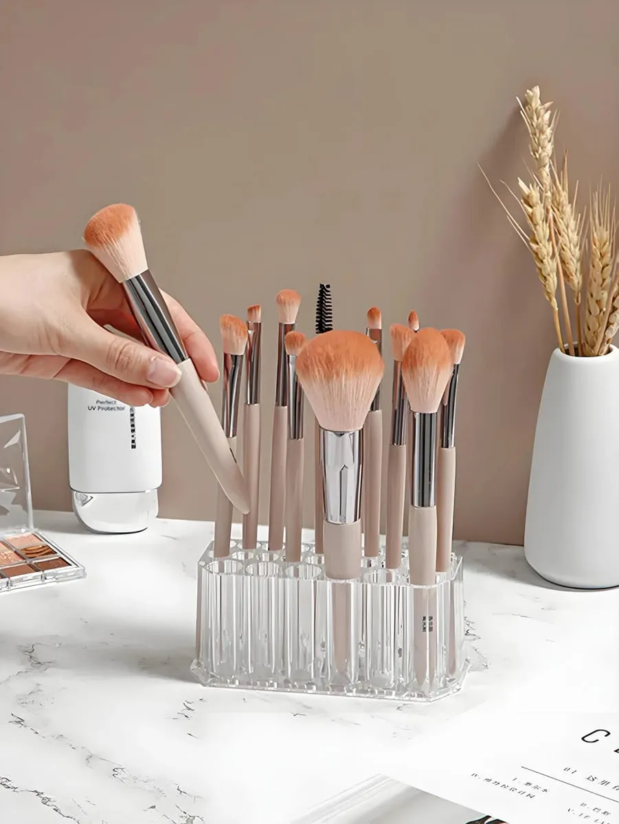 1pc Clear Acrylic 26Hole Brush Stand Multifunctional Makeup Brush Holder Display Case for Nail Art Tools and Cosmetic Brushes — image 2