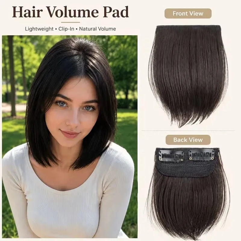 Extension capillaire synthétique courte et lisse de 10cm, 2 pièces, postiche en Fiber de forme de tête changeante pour femmes, usage quotidien