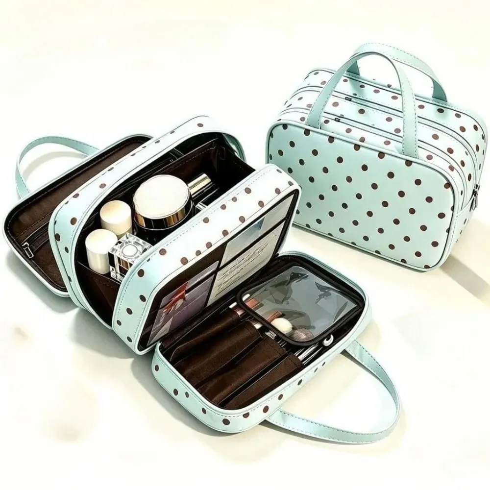 Borsa per organizer per pennelli per trucco impermeabile Borsa per cosmetici da viaggio in PU portatile multistrato Custodia per pennelli per trucco Borsa per articoli da toeletta — image 1