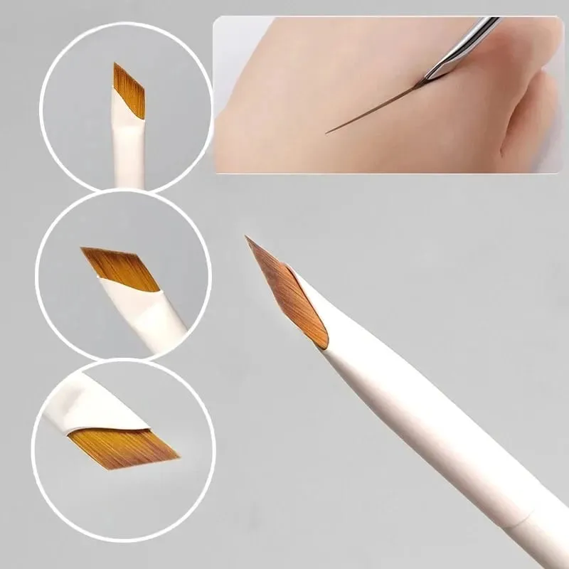 Upgrade Blade Eyeliner Brush Pennello per sopracciglia piatto ad angolo sottile ultra sottile sotto gli occhi Pennelli per trucco Pennello per dettagli precisi bianco — image 1