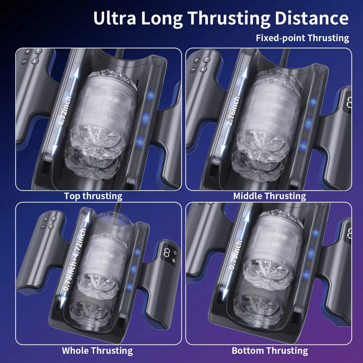 Masturbatore maschile telescopico automatico Stroker a pistone ad alta velocità Figa tascabile con distanza di spinta di 12 cm Giocattoli sessuali per uomini 18 — image 3