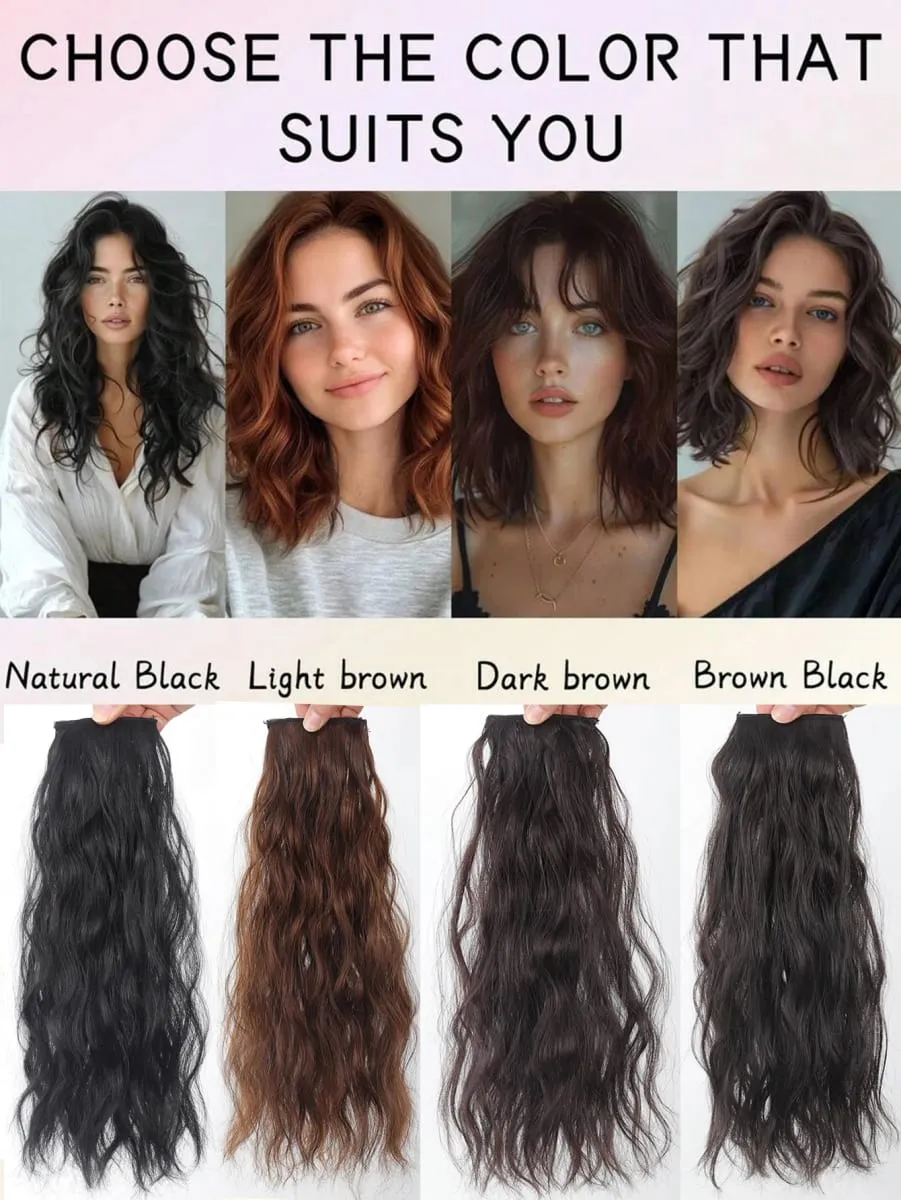 Frauen Wasserwellenverlängerungen Clip-In-Haarverlängerungen Unsichtbares synthetisches Perückenstück Geeignet für dünner werdendes Haar Erhöhen Sie das Haarvolumen — image 5