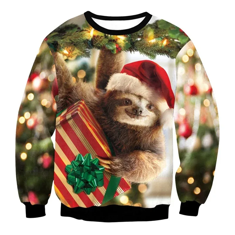 Festival Christmas Pattern Sweatshirts For Men Humping Reindeer 3D Printed Pullover Holiday Party O-Neck Hoodies Long Sleeves — image 26