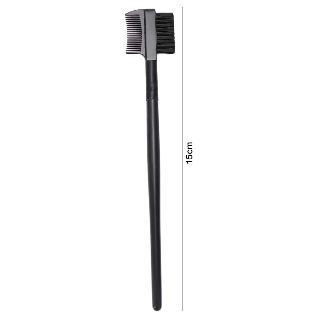 สีดำคุณภาพสูง Double Ended Dual HEAD เครื่องมือแต่งหน้าไม้ Handle แปรงแต่งหน้าหวีคิ้วแปรงขนตาแปรงคิ้วหวี — image 2