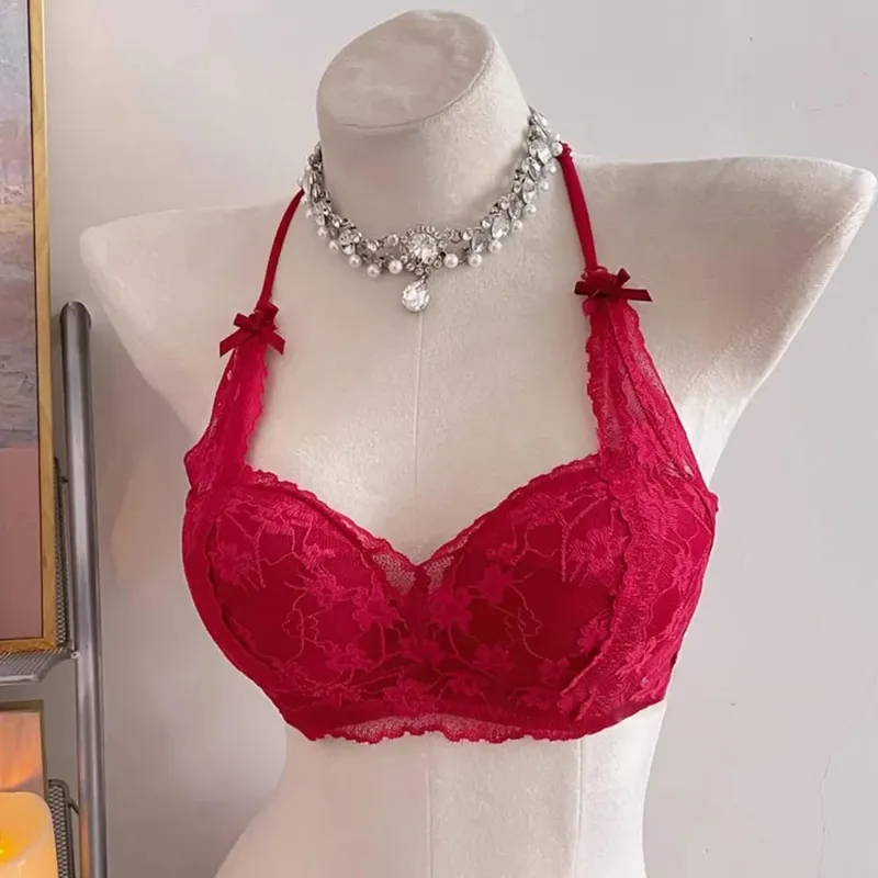 セクシーな BANERDANNI Halter Bow Krajka Podprsenka Vycpaná Push Up Wireless Bez kostice Měkké vnitřní prádlo Spodní prádlo Malé poprsí Každodenní pohodlné nošení` — image 3