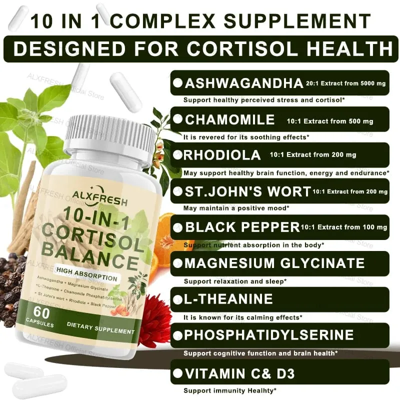 Cortisol Capsules Relieve Stress Anxiety Improve Sleep Quality Promote Physical Recovery Reduce Abdominal Fat Protect cognitive