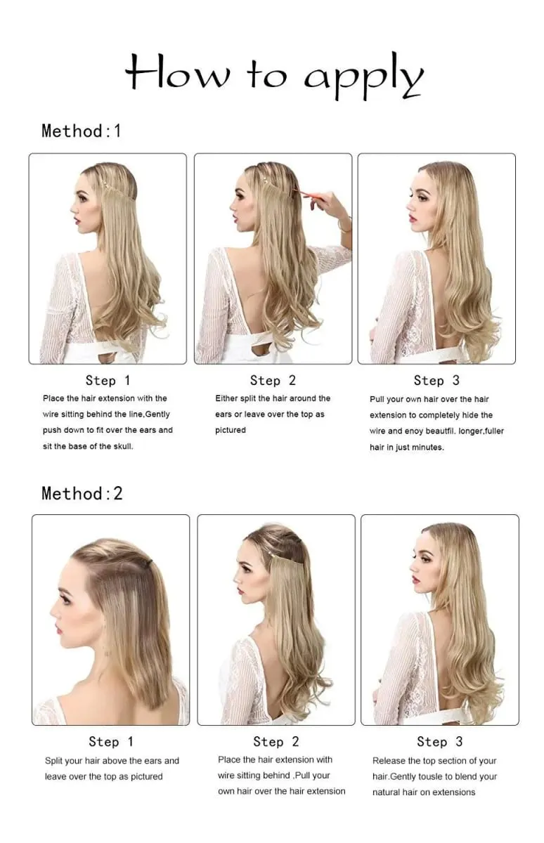 Estensioni per capelli con filo invisibile sintetico resistente al calore premium con clip Posticci Capelli lunghi lisci naturali finti per donna — image 7