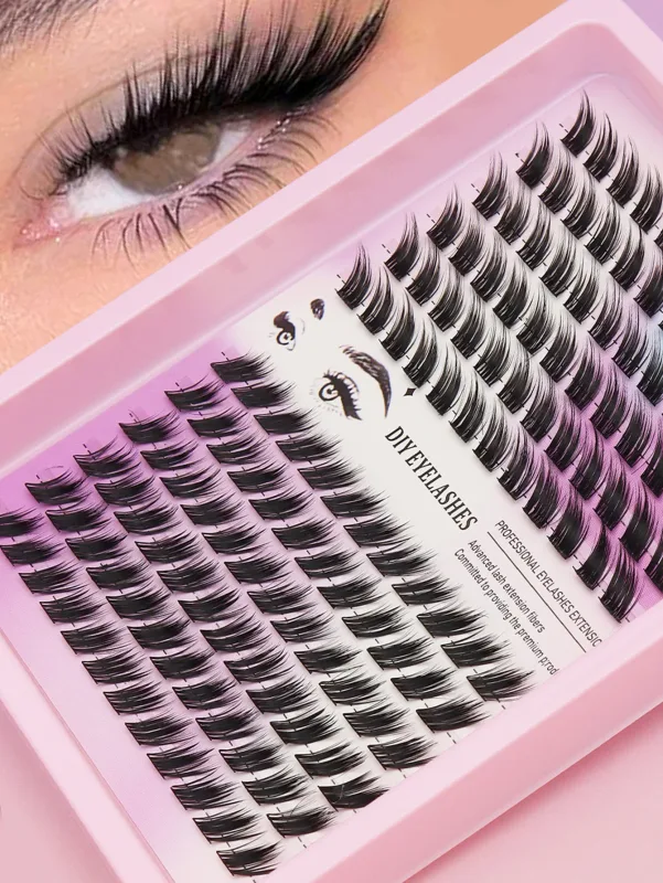 Cat Eye 16 rækker Cluster Lashes 406080100P Blandede DIY Individuelle øjenvipper Tykke Bakke DIY Eyelash Extension Wispy Volume Eyelashes — image 14