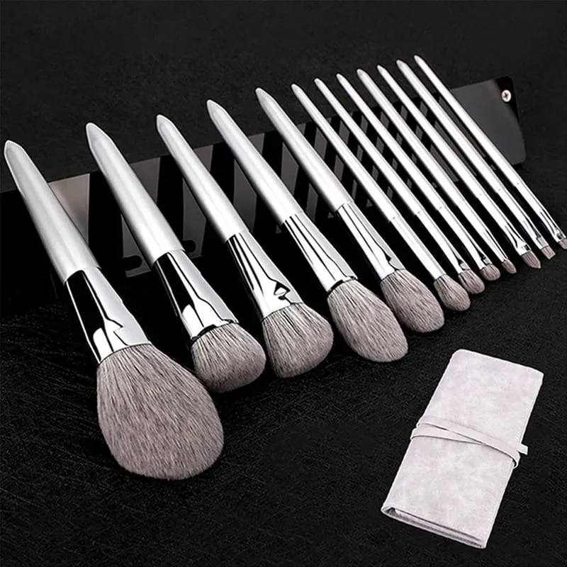 12 ชิ้นชุดแปรงแต่งหน้า Professional Natural Goat Hair Foundation Powder Contour อายแชโดว์คิ้วอายแชโดว์ Lip Make Up Tools — image 8