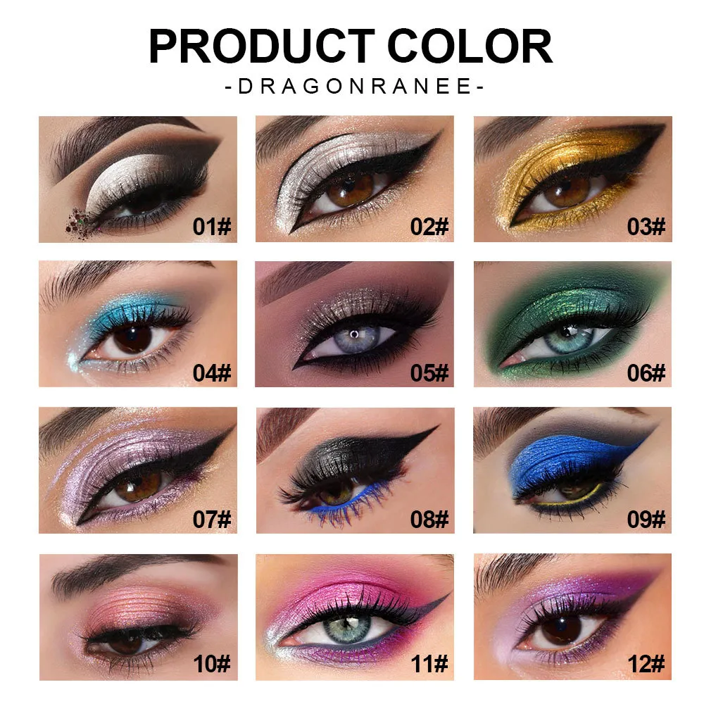 Ensemble de crayons fard à paupières, surligneur, imperméable, à paillettes, couché, ver à soie, maquillage, pigments, cosmétiques, stylo Eyeliner blanc, 12 pièces