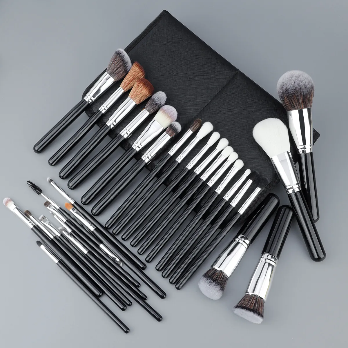 30 stk professionelle makeup børster sæt med bærbar opbevaringstaske sort og hvid børster opfylder helt makeup behov — image 2