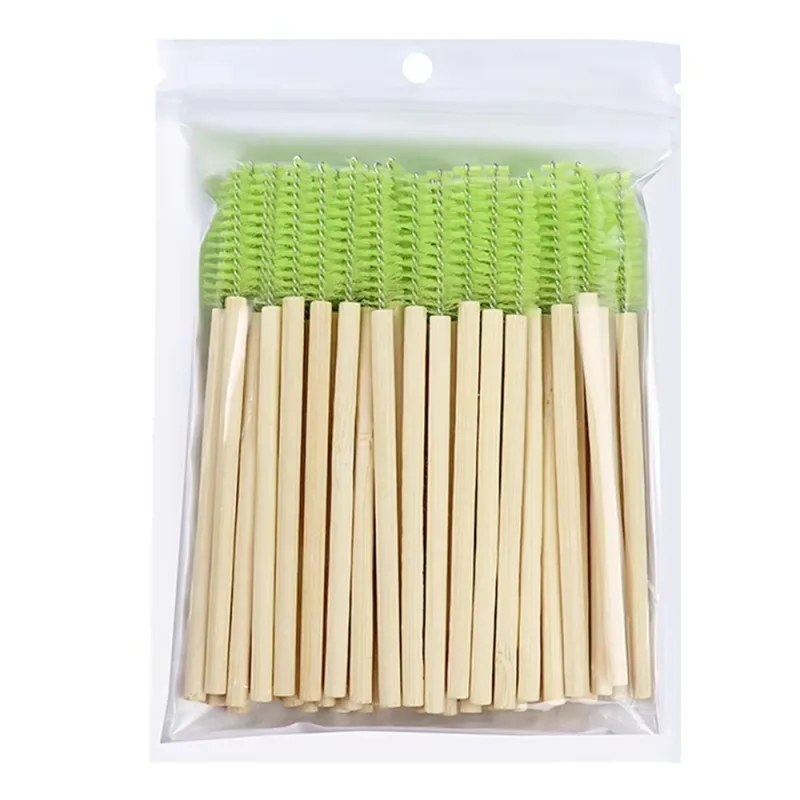 50 stk. Bambus håndtag øjenvippe børster Mascara tryllestave Applikator Øjenvipper Extension Brush Øjenbryn Spoolie Børster Makeup Tool