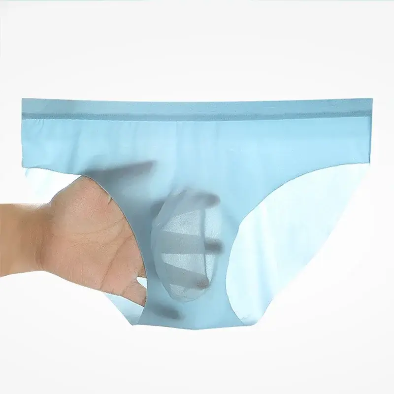 3D erkek Buz Ipek Külot Yaz Yeni Ultra-ince Şeffaf Dikişsiz Seksi Çabuk kuruyan Trendy nefes alan iç çamaşırı Külot — image 2