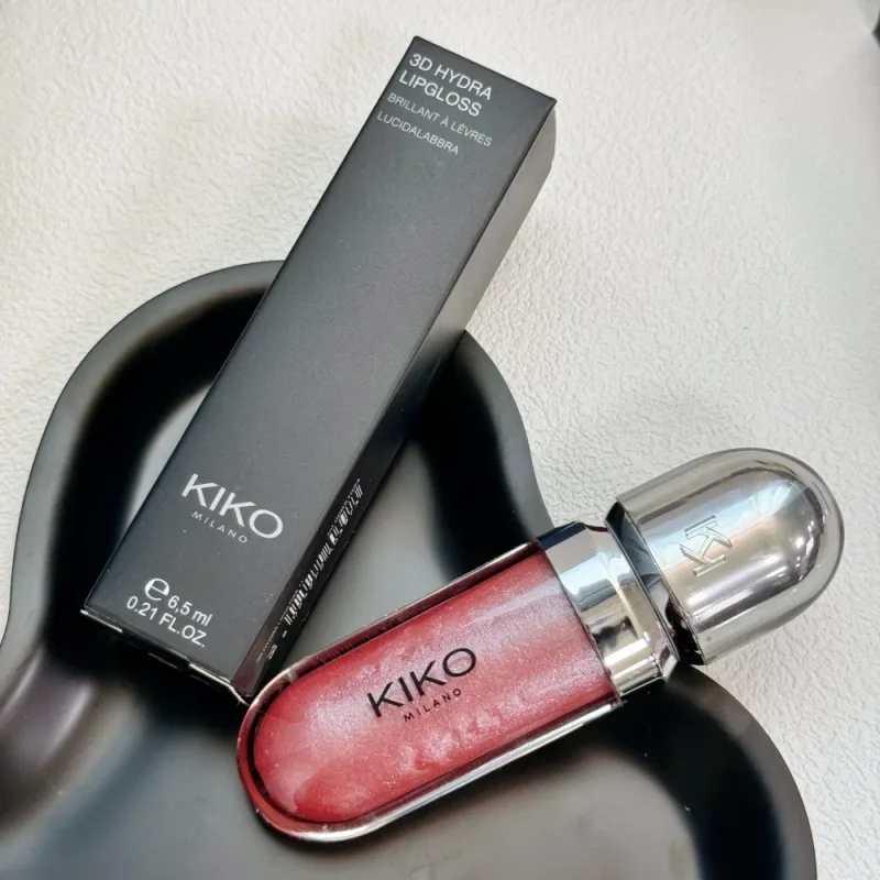 Kiko Asli 3D Cermin Lip Glaze Kalis Air Tidak Luntur dan Cawan Tidak Melekat Warna Pes Kacang Lembut Warna Mata Berkilat Halus Pesona Merah — image 34