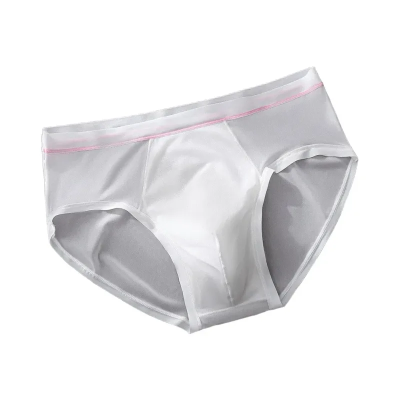 남자의 원활한 얼음 실크 팬티 속옷 벌지 주머니 솔리드 통기성 팬티 Calzoncillos Hombre 슬립 남성 팬티 — image 15