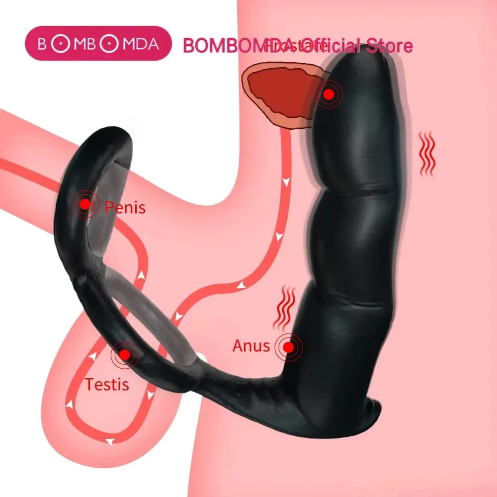Vibrador anal vibrador masculino, massageador de próstata retardar a ejaculação, anel peniano, plugue anal com bala, brinquedos sexuais para homens, masturbador gay — image 1