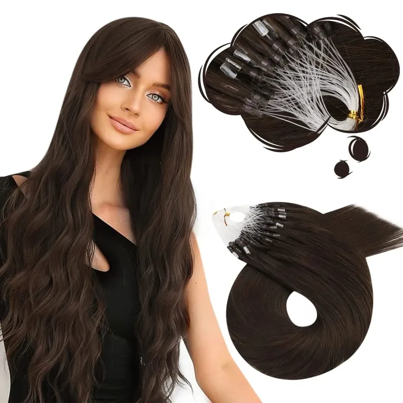 Moresoo Micro Link-Haarverlängerungen, Echthaar, Mikro-Loop-Haar, Kaltfusion, 50 g, unsichtbares brasilianisches vorgebundenes Remy-Mikroring-Haar — image 21