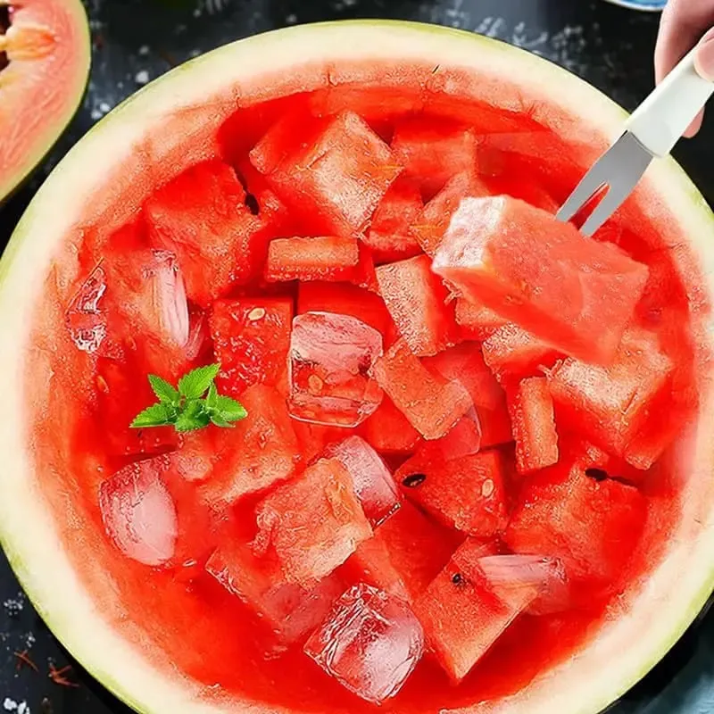 Affettatrice per anguria Stampo per ghiaccioli 3 in 1 Paletta per melone Strumento per paletta per frutta per scavare separatore di polpa Coltello da frutta creativo — image 6