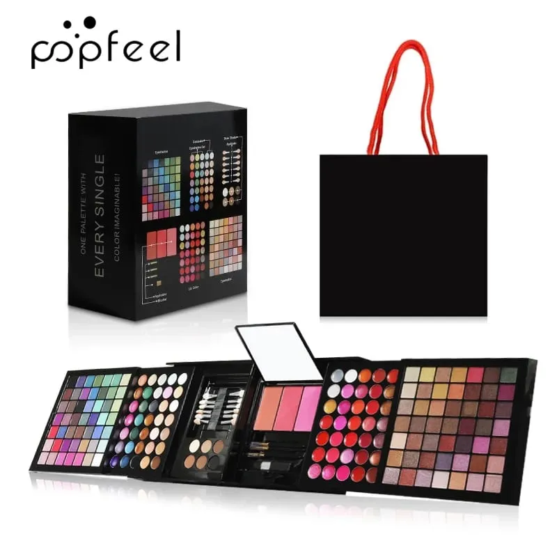 Maquillage (fard à paupières, blush, brillant à lèvres, correcteur), un miroir et des outils tout-en-un. Cadeau parfait pour les femmes pour vos proches.
