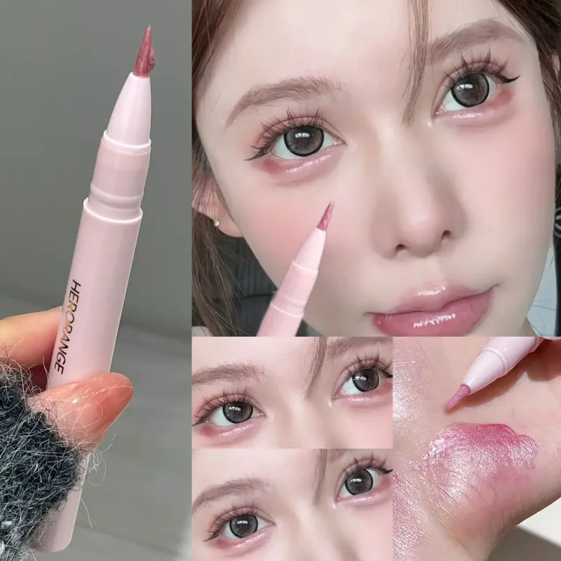 Resaltador de ojos de gusanos de seda, color rosa melocotón, líquido, brillo nacarado, sombra de ojos hidratante, ilumina el delineador de ojos, maquillaje coreano — image 2