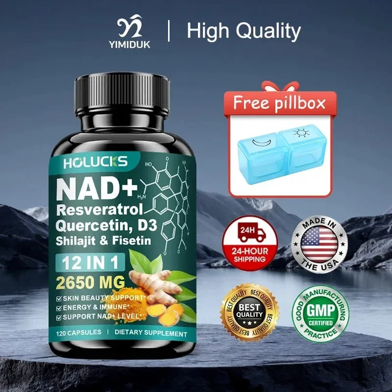 Capsule NAD+ 12 in 1 con semi d'uva curcuma supportano la produzione di energia, comfort digestivo e funzione immunitaria per donne attive — image 1