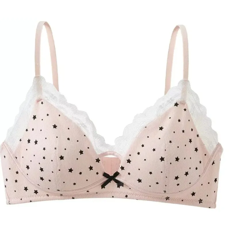 Set Bra Wanita Tanpa Berwayar Sokongan Lembut Tekan Ke Atas Untuk Payudara Kecil Mengelakkan Kendur & Tersebar Sisi Pakaian Dalam Gaya Girly Manis 32‑38 — image 3
