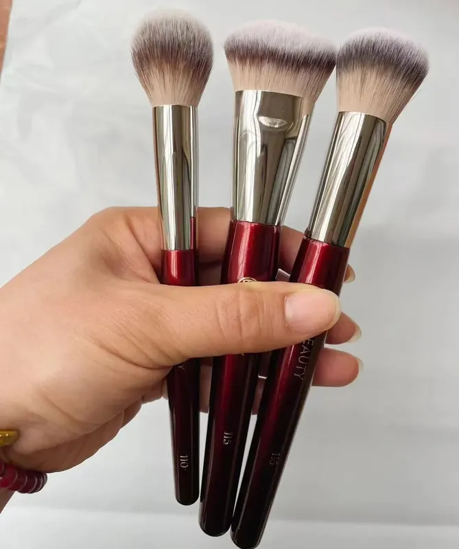 1 unidad 101 brochas de maquillaje para base contorneada, corrector y Base líquida en ángulo, brochas de maquillaje con mango de madera roja, herramientas cosméticas 506 — image 13