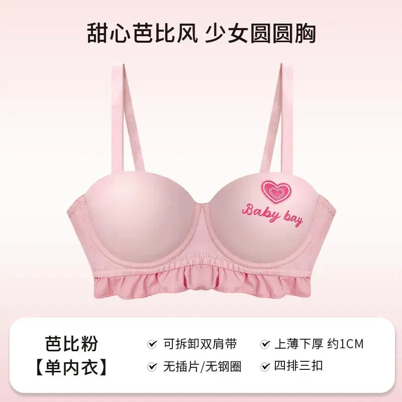 Blue Heart Seamless Wireless Bra Round Half Cup Lingerie for Small Chest Push Up No Underwire Sexy Intimates S-XL