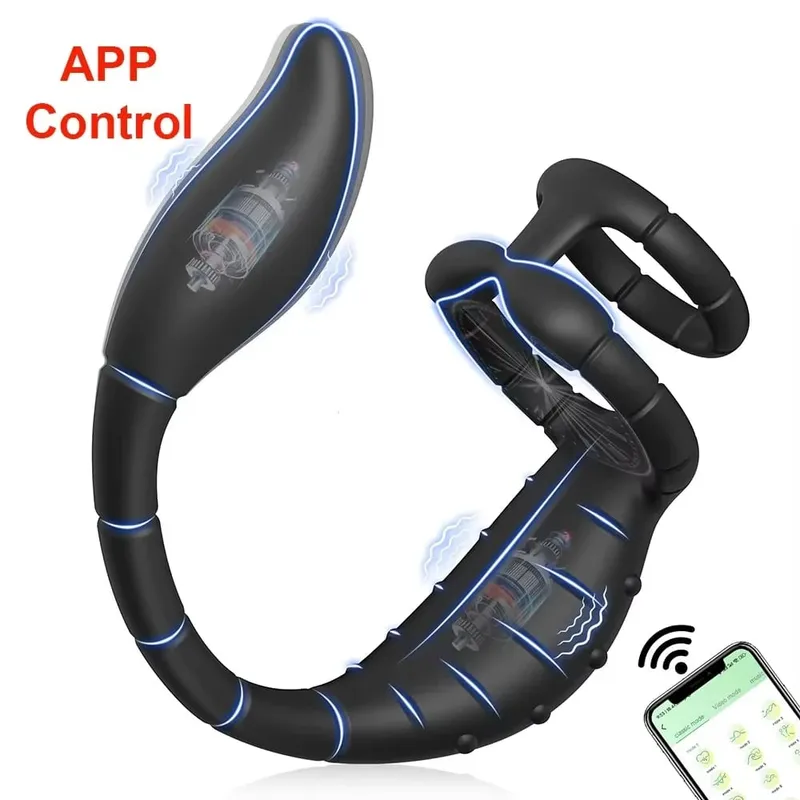Control por aplicación, tapón Anal vibratorio, anillo para pene, masajeador de próstata para hombres, vibrador Anal Gay, anillo para pene, juguete sexual para adultos para hombres