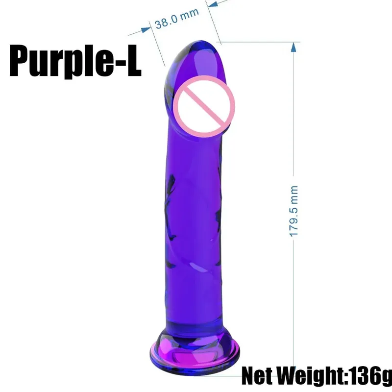 Realistic Purple Anal Dildo Butt Plug with Strong Suction Cup Base Jelly Sex Toy in Multiple Sizes for Hands Free Anal Play for — image 14
