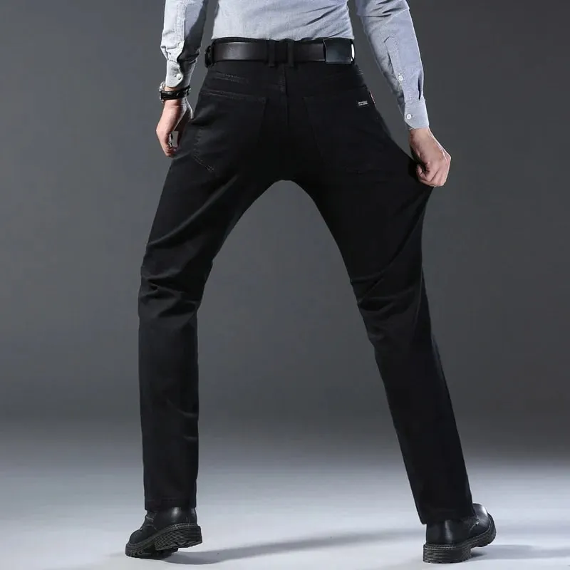 La nueva versión coreana para hombres es suave y cómoda, pantalones vaqueros elásticos de corte Regular, pantalones vaqueros negros de negocios de algodón informales a la moda — image 3