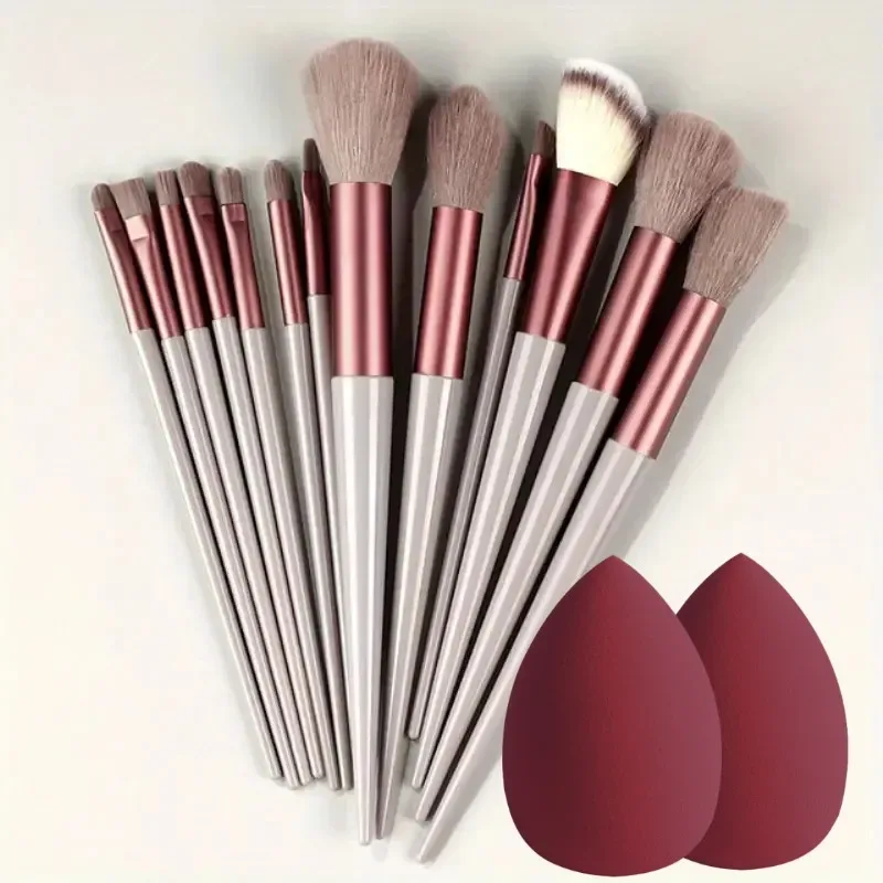 13 ชิ้น Soft Fluffy ชุดแปรงแต่งหน้าสำหรับเครื่องสำอางค์ Foundation Blush Powder อายแชโดว์ Kabuki ผสมฟองน้ำแต่งหน้าไข่