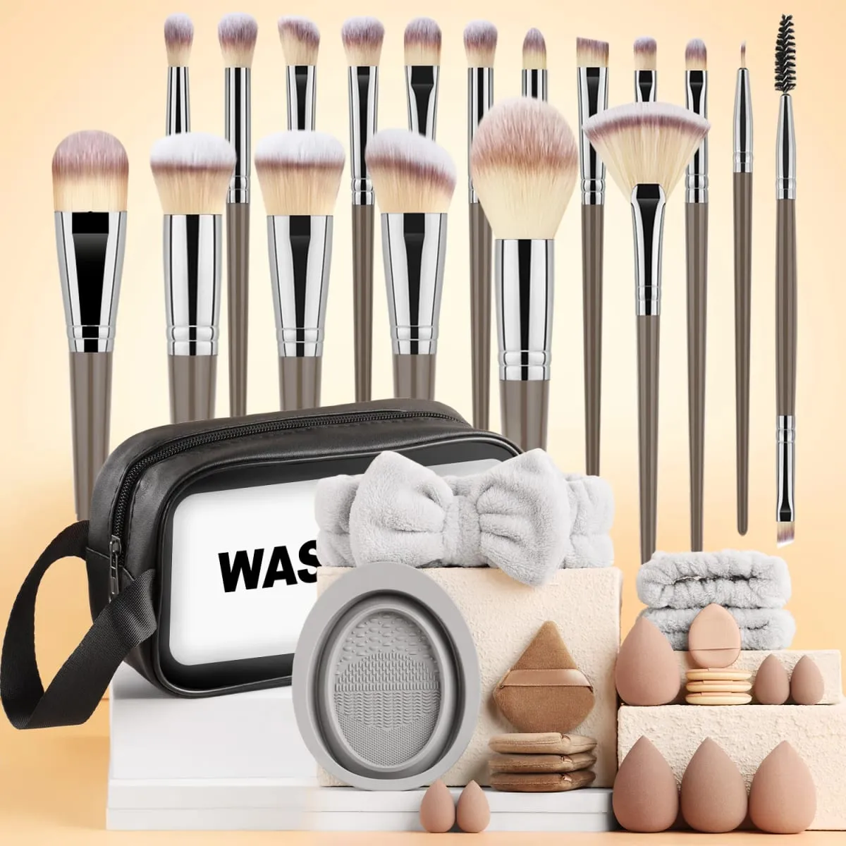 39-teiliges Make-up-Set, 18-teilige Pinsel und Schönheitszubehör, weiche Borsten für das gesamte Gesicht, Heim- und Reise-Kosmetikset — image 1