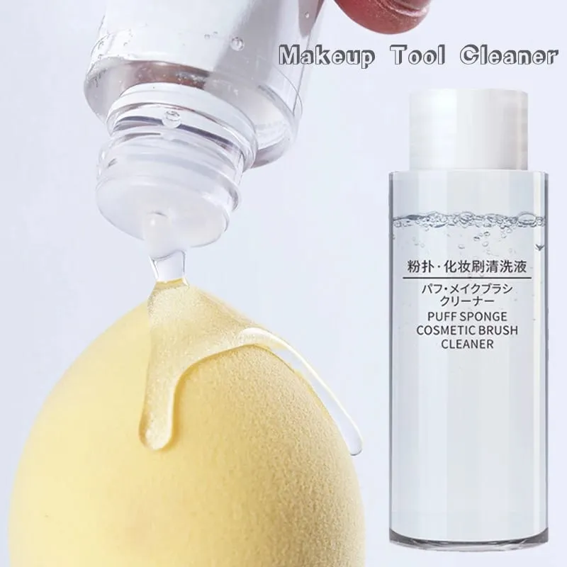 50/80/100ml 메이크업 브러쉬 스폰지 청소 액체 메이크업 계란 스폰지 에어 쿠션 퍼프 메이크업 도구 가벼운 투명 젤 클리너 — image 1