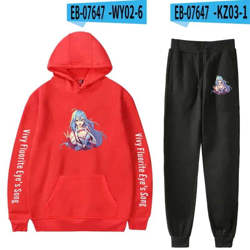 Harajuku Comfortable Vivy Fluorite Eye's Song Print Sweatshirt Sweatpants Hoodies+ Trousers Suit Boys/Girls 2 Piece Set Clothes — image 38