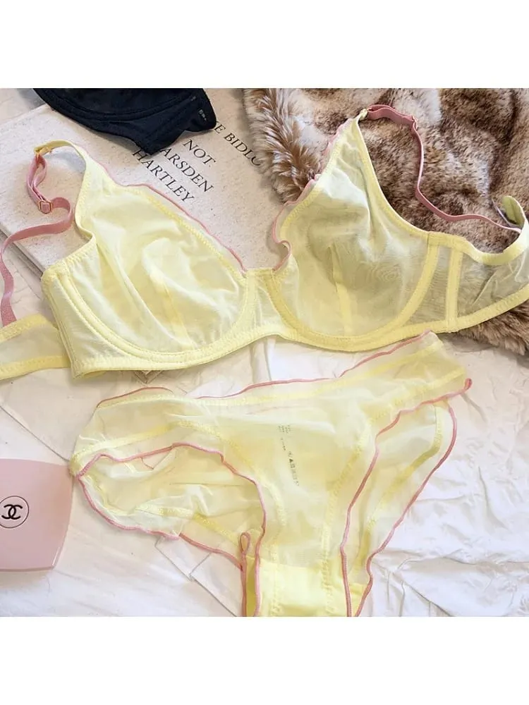 เซ็กซี่ภาษาฝรั่งเศสคำตาข่าย Bra Panty ชุด Ultra บาง Underwire Push Up Minimizer ชุดชั้นในสนับสนุนถ้วยสามเหลี่ยมสำหรับหน้าอกขนาดใหญ่ขนาดเล็กดู — image 4