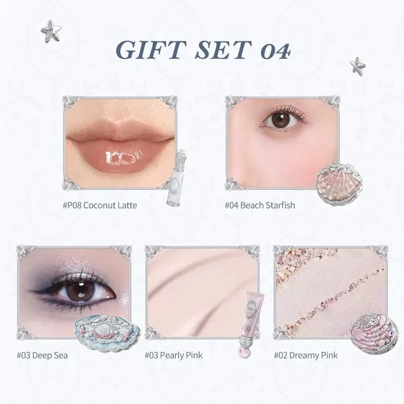 Flower Knows Shell Jewel Collection Set Hadiah Makeup Profesional Eyeshadow Blush Lip Glaze Setting Powder Correcting Primer Kit — image 12
