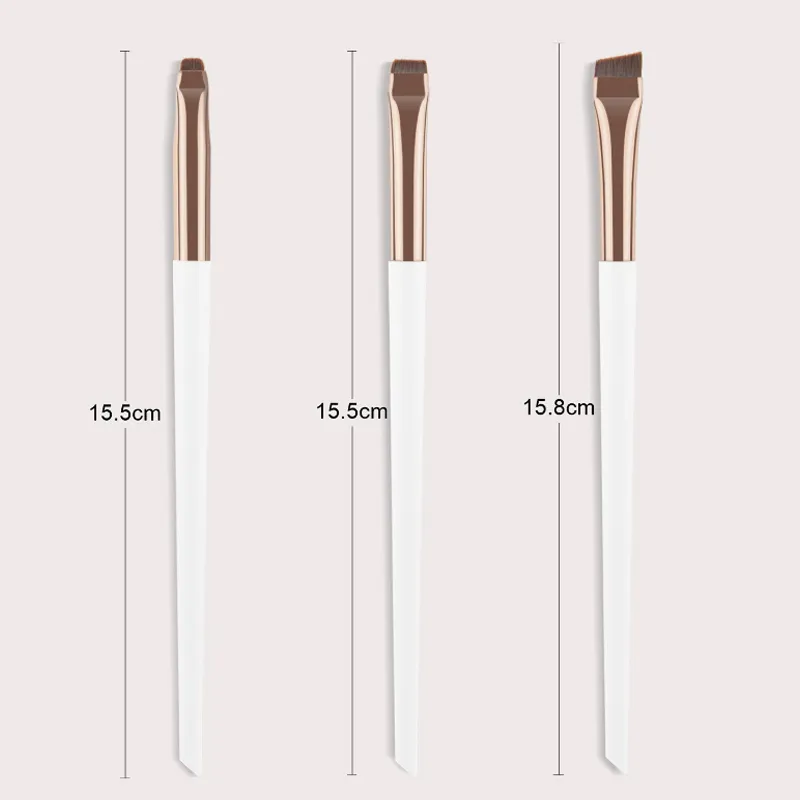 3 Pcs 화이트 골드 아이 라이너 브러쉬 비스듬한 머리 눈썹 브러쉬 개요 아이 라이너 브러쉬 초박형 아이 섀도우 브러쉬 메이크업 도구 — image 2