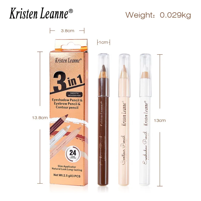 3ชิ้นไม้อายแชโดว์Liner Contourคอนซีลเลอร์ดินสอชุด-สีขาวอายแชโดว์คิ้วContourคอนซีลเลอร์กันน้ำแต่งหน้าชุด — image 5