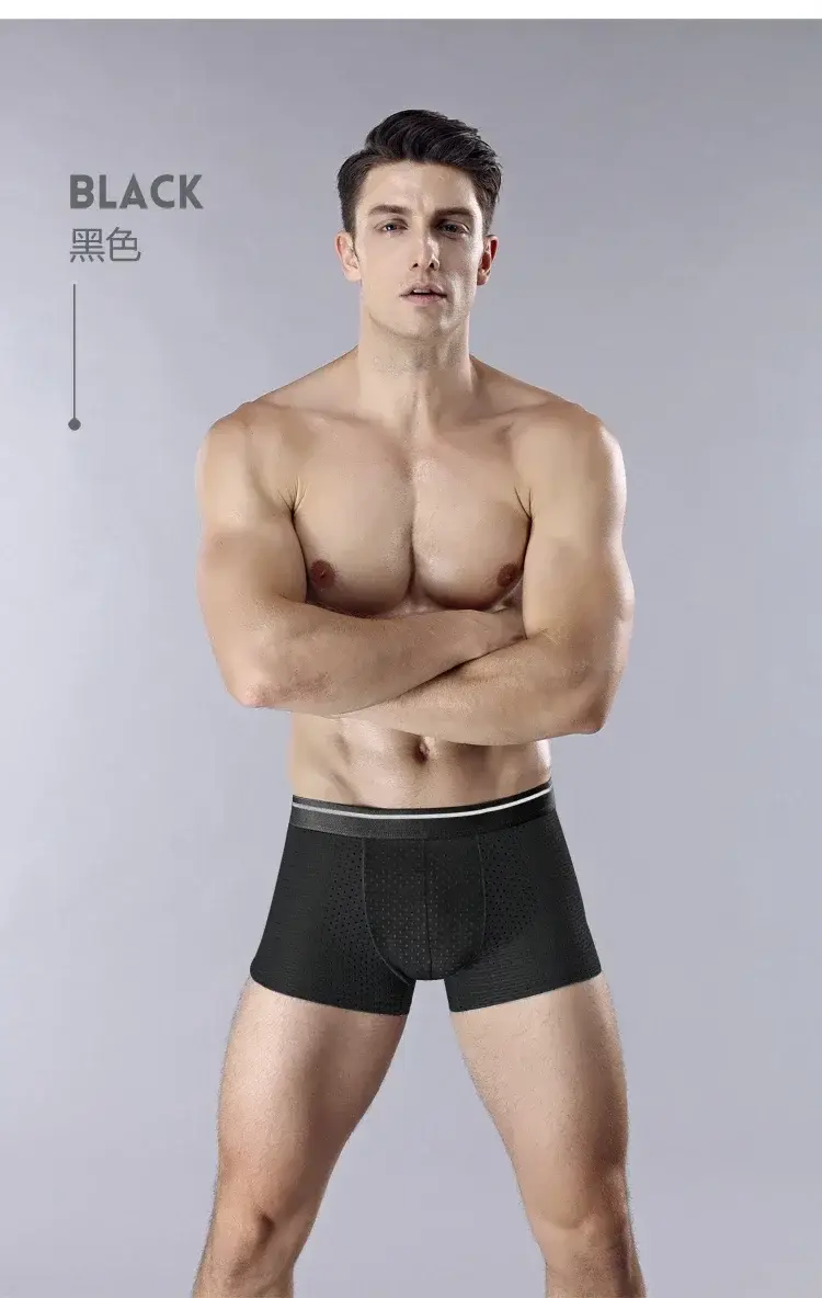 4 ชิ้น/LotMen's Ice Silk ชุดชั้นในกางเกงขาสั้นขนาด Plus ตาข่ายนักมวยตาข่าย Breathable ชุดชั้นใน Antibiotic Quick Drying ชุดชั้นในผู้ชาย — image 13