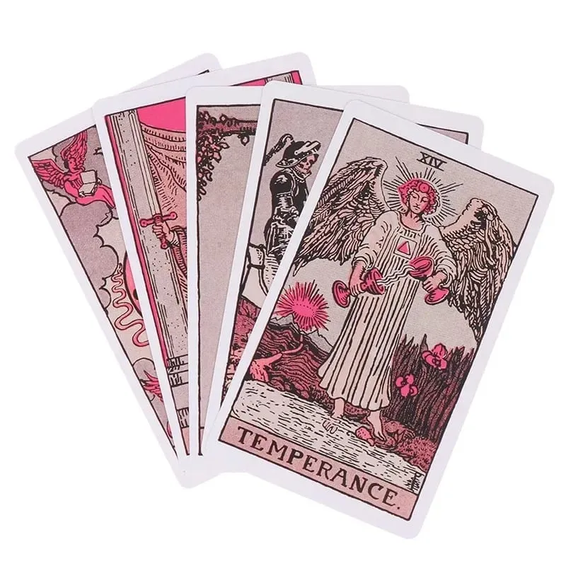 Pink Rider Waite ไพ่ทาโรต์ชุดดาดฟ้าสำหรับผู้เริ่มต้น Prophecy Divination Deck Family Party Board Fate การ์ด Fortune Telling เกม — image 5