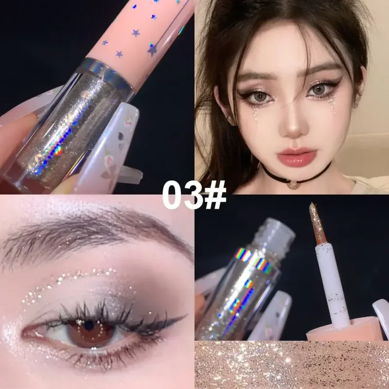 Paillettes blu Liquid Eyeshdaow Glitter Gel Penna per eyeliner metallizzata lucida Diamond Shimmer Strumento per il trucco di bellezza per occhi impermeabile