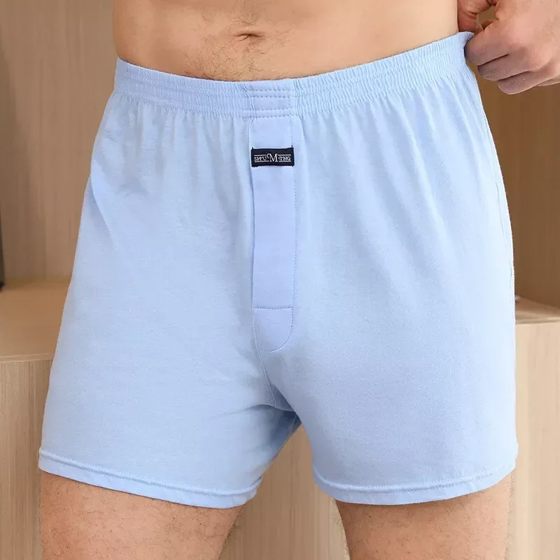 Men's Boxer Pantie Lot Underpant Loose Large Short Cotton Plus Size Underwear For Men Boxer Briefs Solid Middle Male Boxer — image 11
