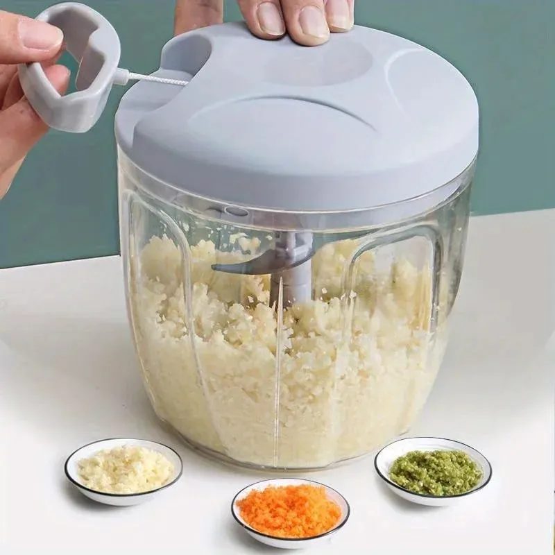 Cortador de mano para picadora de ajo, procesador de alimentos con cuerda manual, picador de verduras, para cebolla, jengibre, frutas, nueces, apto para lavavajillas — image 7