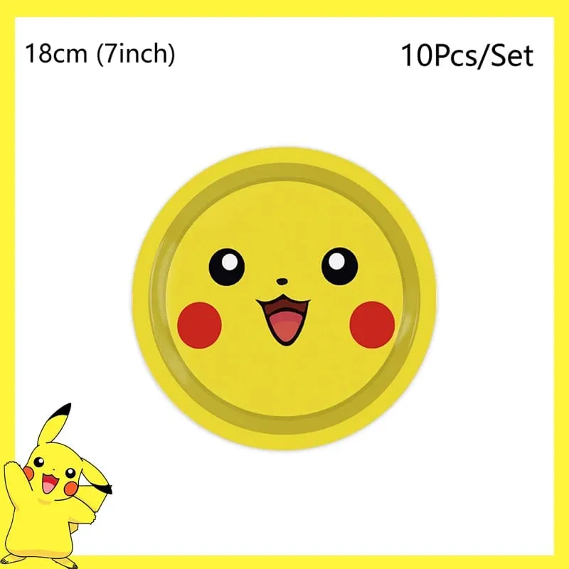 Pokemon Geburtstag Party Dekoration Pikachu Einweggeschirr Tasse Serviette Teller Tischdecke Baby Dusche Kuchen Topper Flagge Luftballons