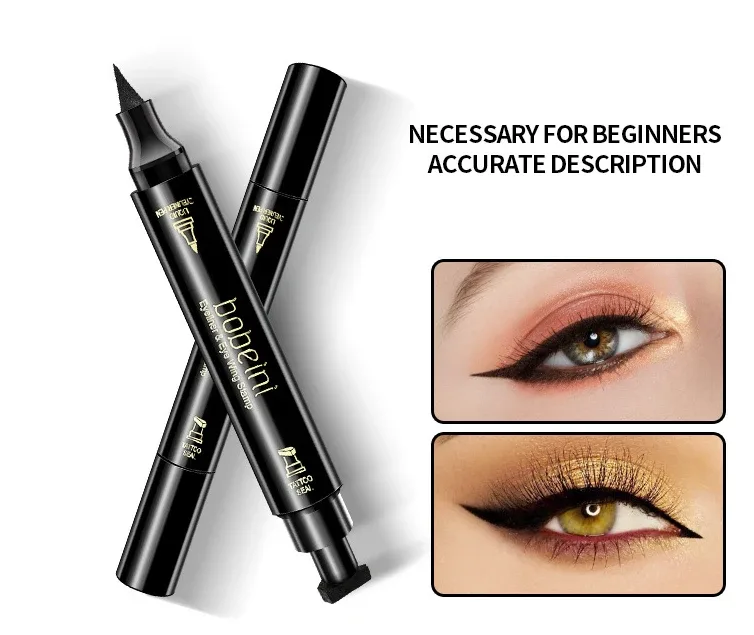 Flüssiger Eyeliner-Stift, super wasserfest, schwarz, doppelköpfiger Stempel, langlebiger Eyleliner, Katzenauge, Maquiagem, kosmetisches Make-up-Werkzeug — image 3