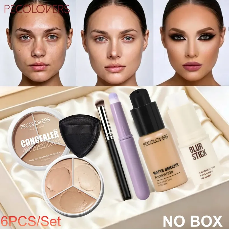 6PCS/Set Facial Makeup Set-Waterproof Covers Dark Circles and Acne Marks Hides Pores Moisturizes Suitable for All Skin Types