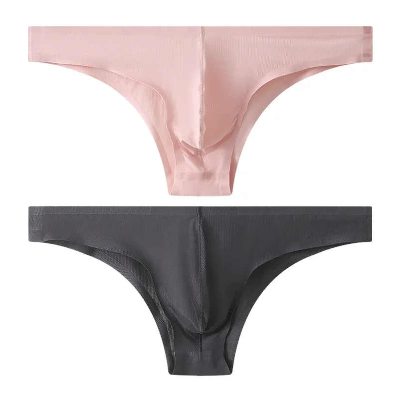 Sous-vêtements pour hommes, demi-hanche, petit Triangle, taille basse, Sexy, jeunes hommes, slip en soie glacée, sans couture, culotte d'été légère et respirante — image 26